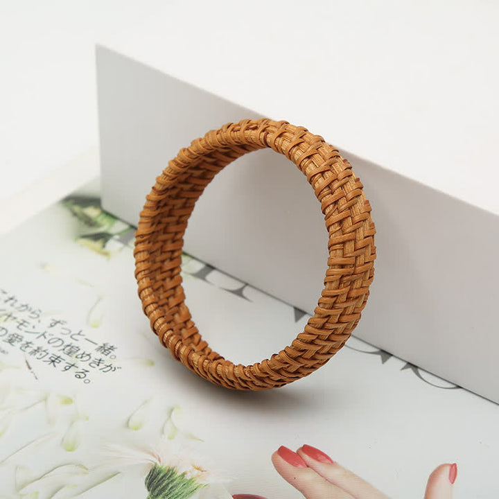 Buddha Stones Handgeflochtenes breites Armband aus Rattan im Bohème-Stil - image 6