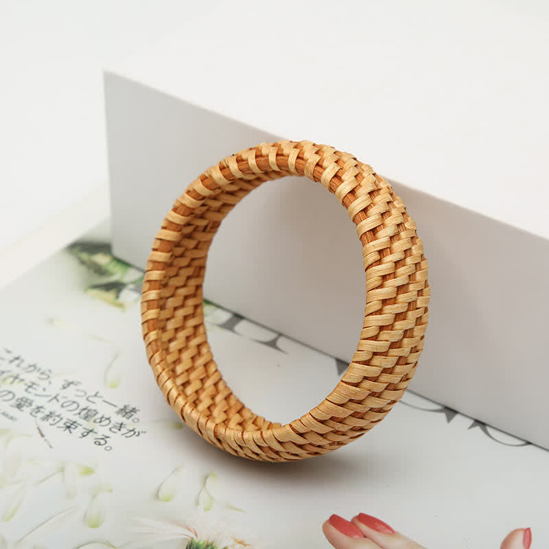 Buddha Stones Natürliches Rattan-Schutzarmband, handgewebt, Boho-Stil, breites Armband - image 6