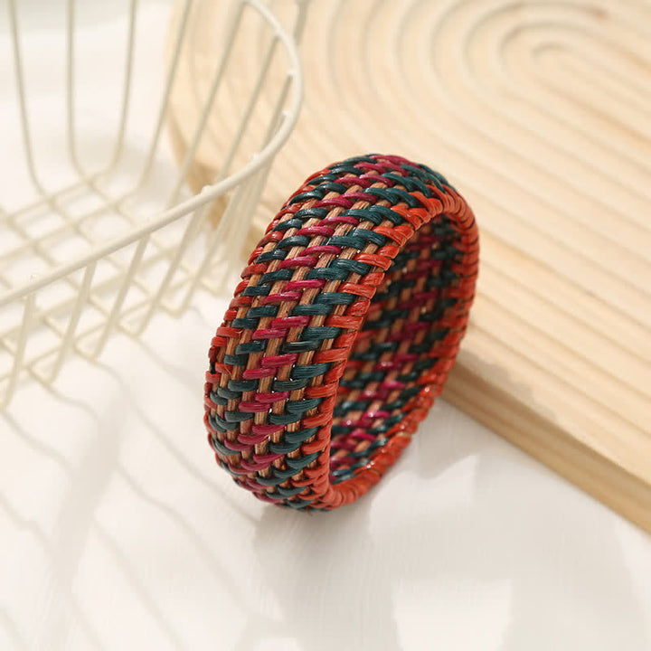 Buddha Stones Natürliches Rattan-Schutzarmband, handgewebt, Boho-Stil, breites Armband - image 7