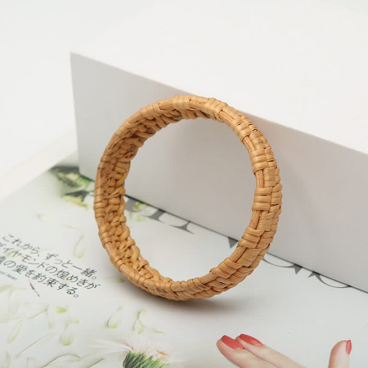 Buddha Stones Handgeflochtenes breites Armband aus Rattan im Bohème-Stil - image 7