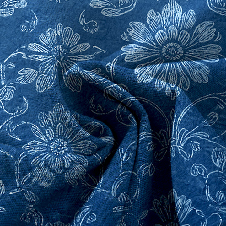 Buddha Stones Baumwoll-Leinen-Hose mit Vintage-Blumenmuster, elastischem Bund, weitem Bein und Taschen - image 3