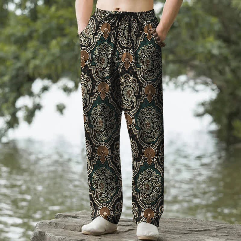 Buddha Stones Herrenhose aus Baumwolle mit Mandala-Paisley-Muster, schmal zulaufend und mit Taschen - Dunkelgrün - US/ UK/AU50, EU60 (5XL) - image 6