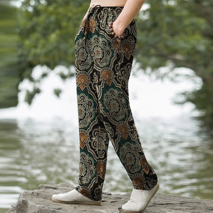 Buddha Stones Herrenhose aus Baumwolle mit Mandala-Paisley-Muster, schmal zulaufend und mit Taschen - image 7