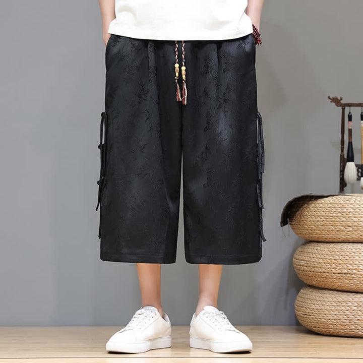 Buddha Stones Sommerliche Tang Style Herrenhose mit geradem Bein, seitlichem Froschknopfverschluss und Taschen - image 6