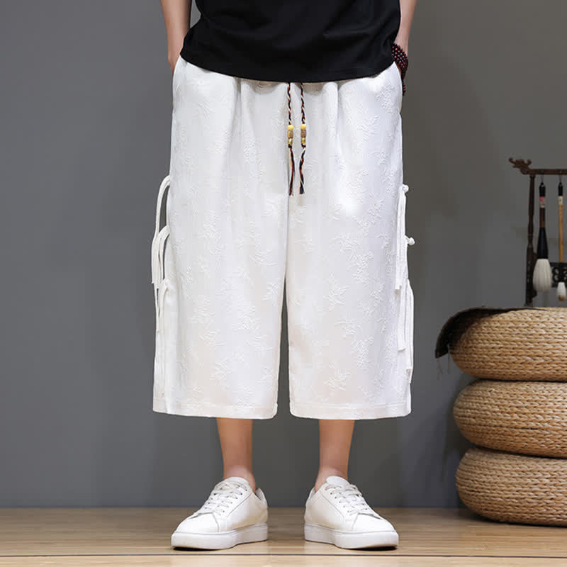Buddha Stones Sommerliche Tang Style Herrenhose mit geradem Bein, seitlichem Froschknopfverschluss und Taschen - image 12