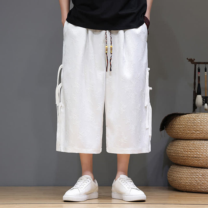 Buddha Stones Sommerliche Tang Style Herrenhose mit geradem Bein, seitlichem Froschknopfverschluss und Taschen - image 12