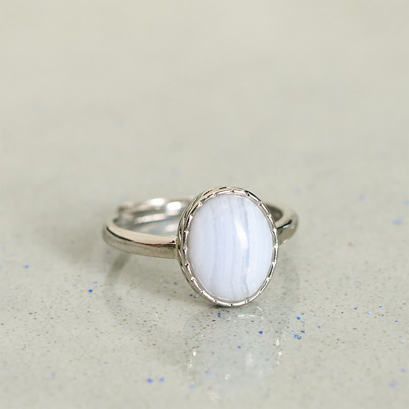Buddha Stones Runder Balance-Ring aus natürlichem blauem Spitzenachat - image 6