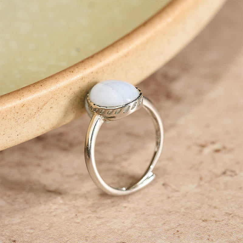 Buddha Stones Runder Balance-Ring aus natürlichem blauem Spitzenachat - image 4