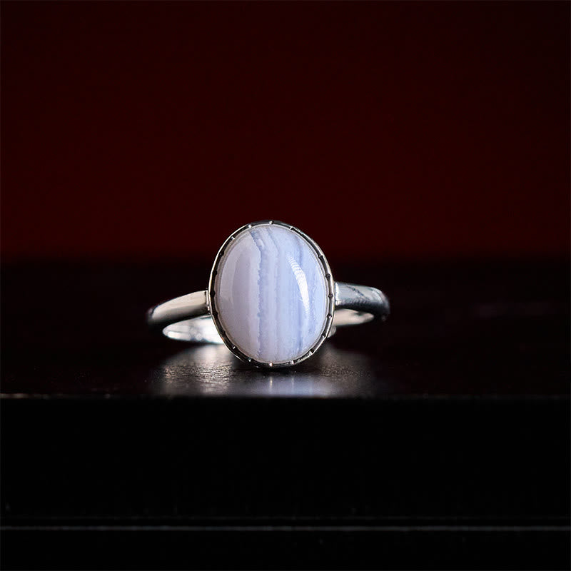 Buddha Stones Runder Balance-Ring aus natürlichem blauem Spitzenachat - image 1