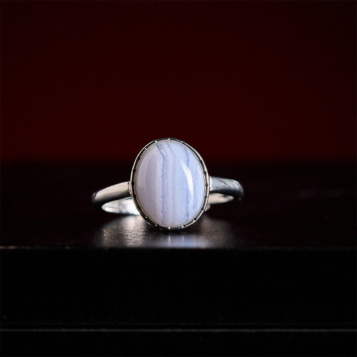 Buddha Stones Runder Balance-Ring aus natürlichem blauem Spitzenachat - image 1