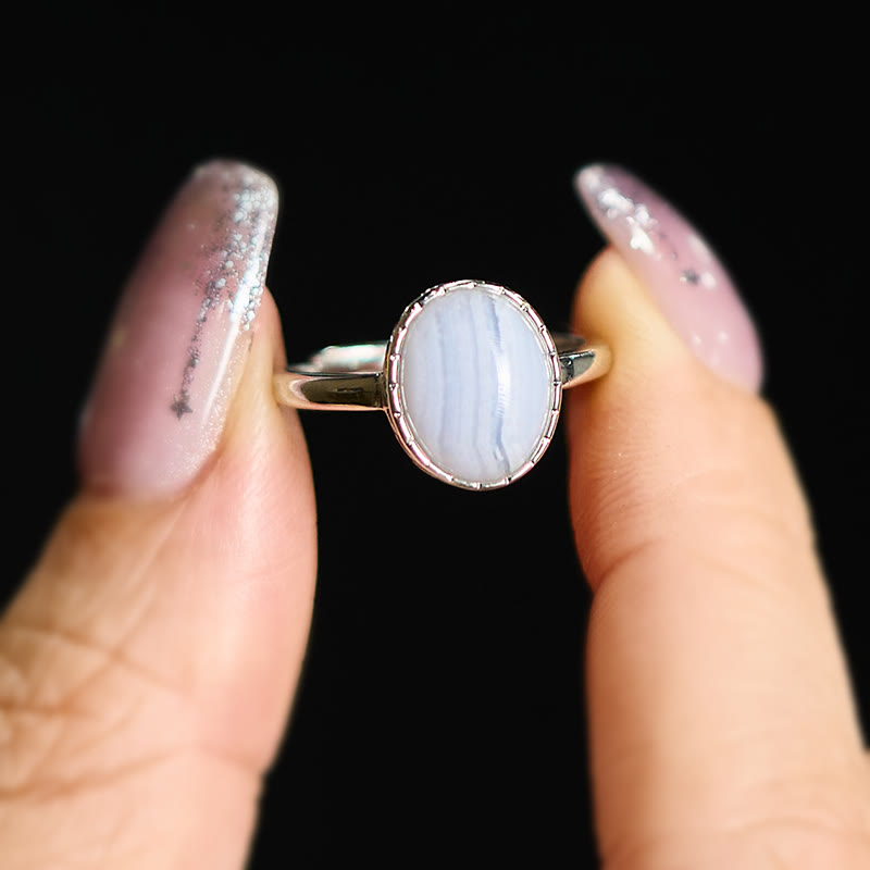 Buddha Stones Runder Balance-Ring aus natürlichem blauem Spitzenachat - image 3