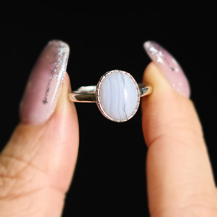 Buddha Stones Runder Balance-Ring aus natürlichem blauem Spitzenachat - image 3