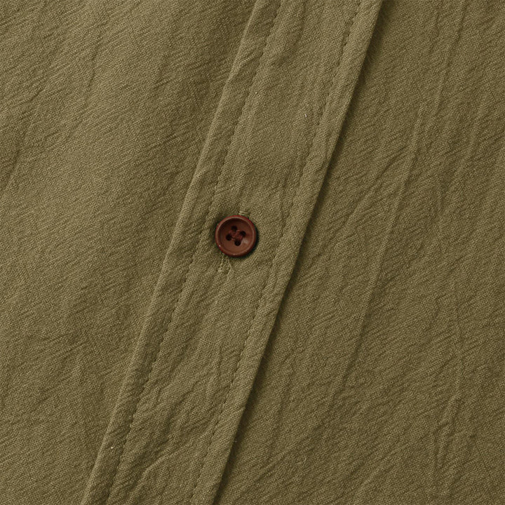 Buddha Stones Lässige, einfarbige Herren-Kurzarmhemden mit Ziertaschen - image 63