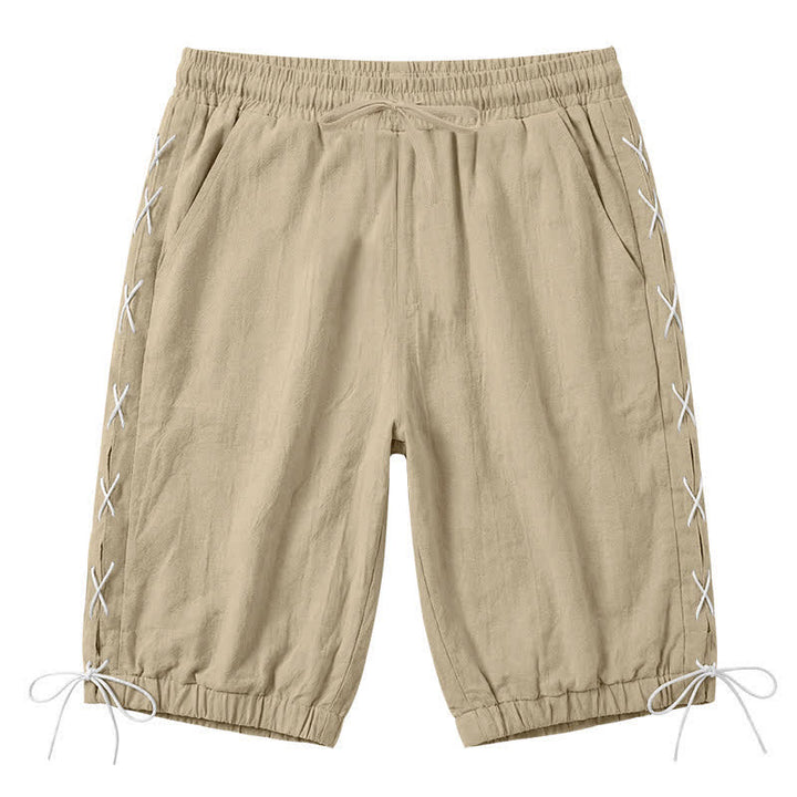 Buddha Stones Sommer-Freizeit-Bermudashorts mit Kordelzug, Seitenschlitz, einfarbig, Herren-Geradebeinhose mit Taschen - Bräunen - US/ UK/AU44, EU54 (3XL) - image 0