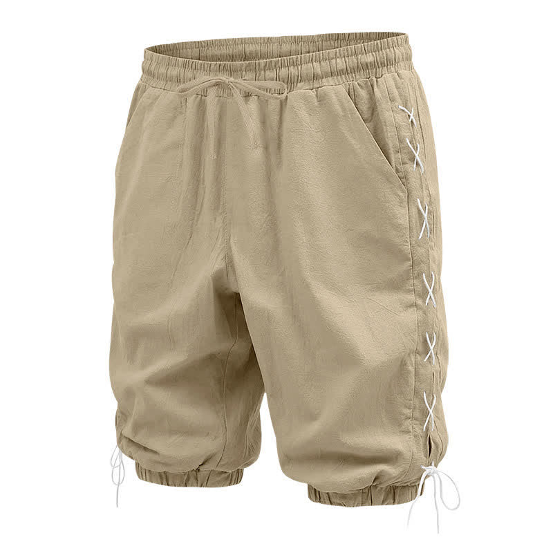 Buddha Stones Sommer-Freizeit-Bermudashorts mit Kordelzug, Seitenschlitz, einfarbig, Herren-Geradebeinhose mit Taschen - image 1