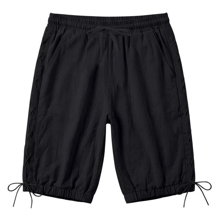 Buddha Stones Sommer-Freizeit-Bermudashorts mit Kordelzug, Seitenschlitz, einfarbig, Herren-Geradebeinhose mit Taschen - Schwarz - US/ UK/AU44, EU54 (3XL) - image 9