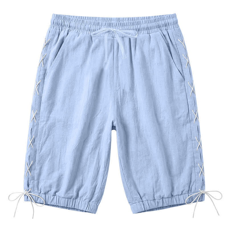 Buddha Stones Sommer-Freizeit-Bermudashorts mit Kordelzug, Seitenschlitz, einfarbig, Herren-Geradebeinhose mit Taschen - Hellblau - US/ UK/AU44, EU54 (3XL) - image 16