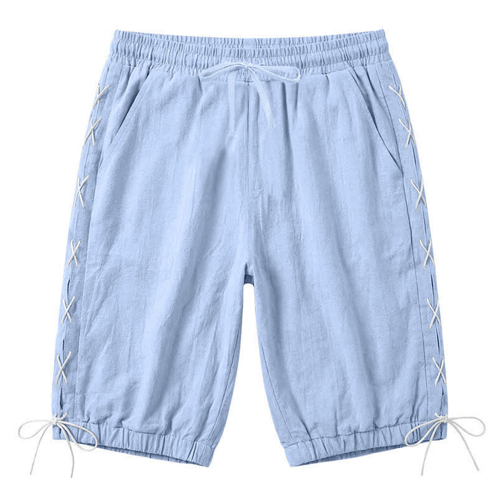Buddha Stones Sommer-Freizeit-Bermudashorts mit Kordelzug, Seitenschlitz, einfarbig, Herren-Geradebeinhose mit Taschen - Hellblau - US/ UK/AU44, EU54 (3XL) - image 16