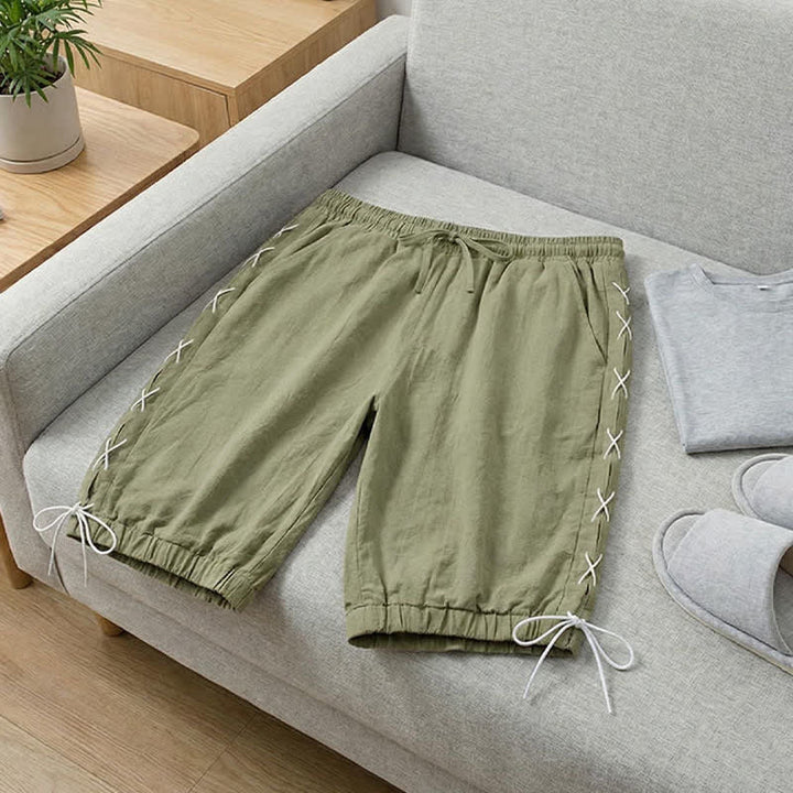 Buddha Stones Sommer-Freizeit-Bermudashorts mit Kordelzug, Seitenschlitz, einfarbig, Herren-Geradebeinhose mit Taschen - image 28