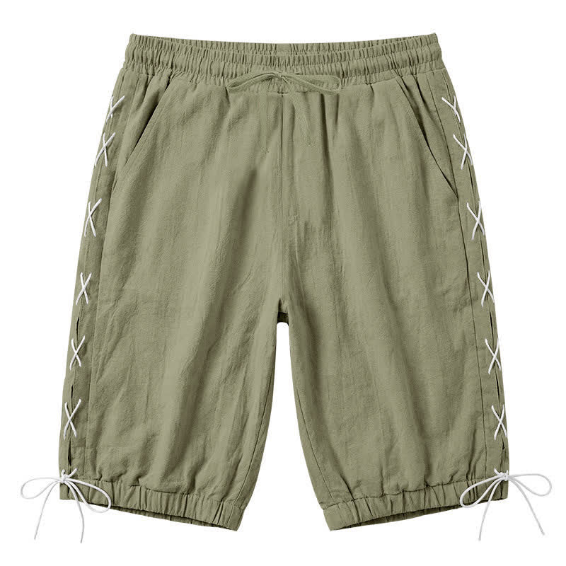 Buddha Stones Sommer-Freizeit-Bermudashorts mit Kordelzug, Seitenschlitz, einfarbig, Herren-Geradebeinhose mit Taschen - Olivgrün - US/ UK/AU44, EU54 (3XL) - image 25