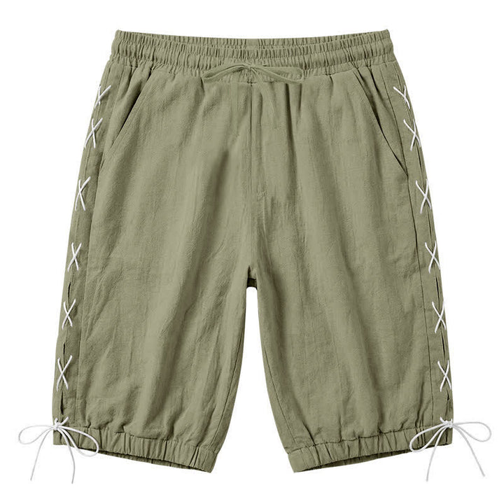 Buddha Stones Sommer-Freizeit-Bermudashorts mit Kordelzug, Seitenschlitz, einfarbig, Herren-Geradebeinhose mit Taschen - Olivgrün - US/ UK/AU44, EU54 (3XL) - image 25