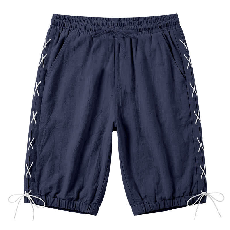 Buddha Stones Sommer-Freizeit-Bermudashorts mit Kordelzug, Seitenschlitz, einfarbig, Herren-Geradebeinhose mit Taschen - Mitternachtsblau - US/ UK/AU44, EU54 (3XL) - image 43