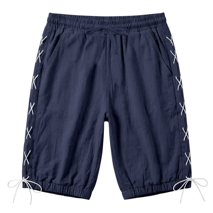 Buddha Stones Sommer-Freizeit-Bermudashorts mit Kordelzug, Seitenschlitz, einfarbig, Herren-Geradebeinhose mit Taschen - Mitternachtsblau - US/ UK/AU44, EU54 (3XL) - image 43