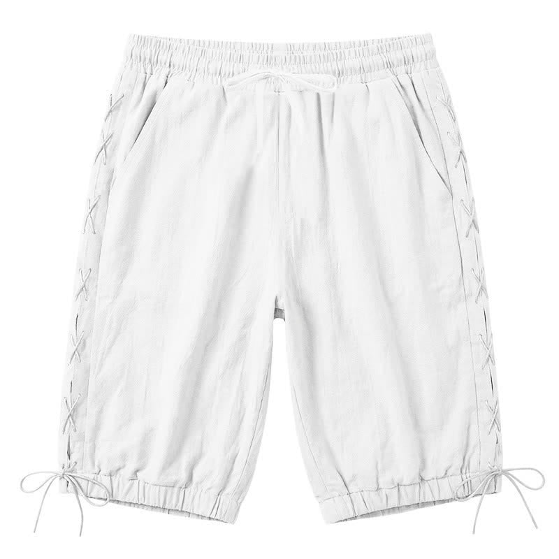 Buddha Stones Sommer-Freizeit-Bermudashorts mit Kordelzug, Seitenschlitz, einfarbig, Herren-Geradebeinhose mit Taschen - Weiß - US/ UK/AU44, EU54 (3XL) - image 50