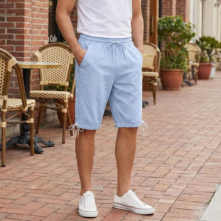 Buddha Stones Sommer-Freizeit-Bermudashorts mit Kordelzug, Seitenschlitz, einfarbig, Herren-Geradebeinhose mit Taschen - image 19