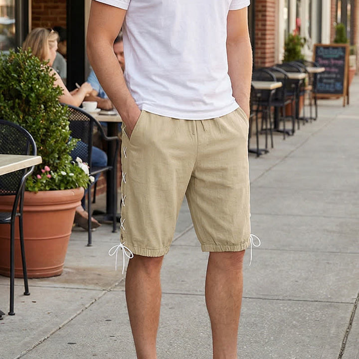 Buddha Stones Sommer-Freizeit-Bermudashorts mit Kordelzug, Seitenschlitz, einfarbig, Herren-Geradebeinhose mit Taschen - image 3