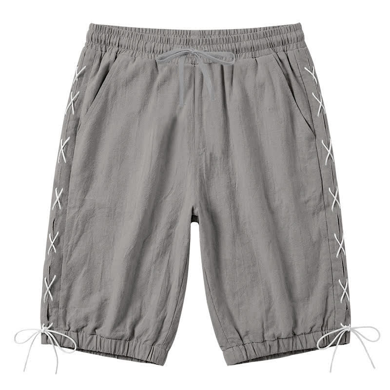 Buddha Stones Sommer-Freizeit-Bermudashorts mit Kordelzug, Seitenschlitz, einfarbig, Herren-Geradebeinhose mit Taschen - Grau - US/ UK/AU44, EU54 (3XL) - image 35