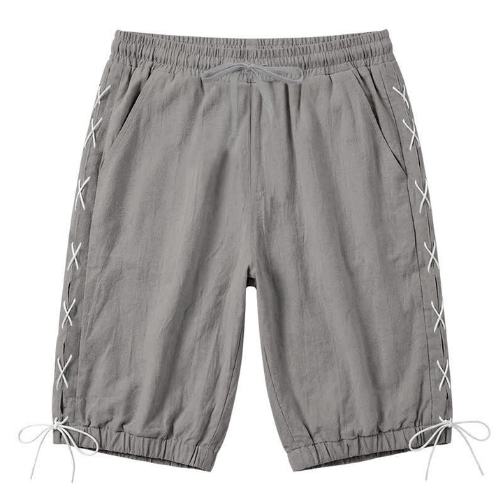 Buddha Stones Sommer-Freizeit-Bermudashorts mit Kordelzug, Seitenschlitz, einfarbig, Herren-Geradebeinhose mit Taschen - Grau - US/ UK/AU44, EU54 (3XL) - image 35