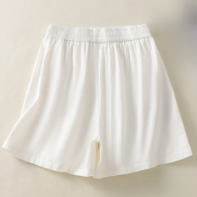 Buddha Stones Lässige, einfarbige Damen-Shorts mit dekorativen Knöpfen und Taschen für den Sommer - image 15