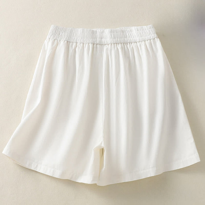 Buddha Stones Lässige, einfarbige Damen-Shorts mit dekorativen Knöpfen und Taschen für den Sommer - image 15