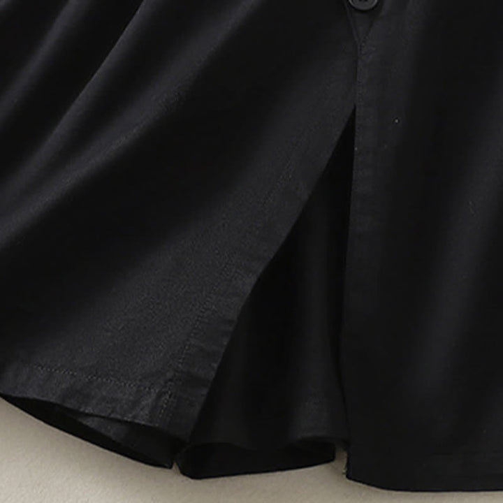 Buddha Stones Lässige, einfarbige Damen-Shorts mit dekorativen Knöpfen und Taschen für den Sommer - image 21