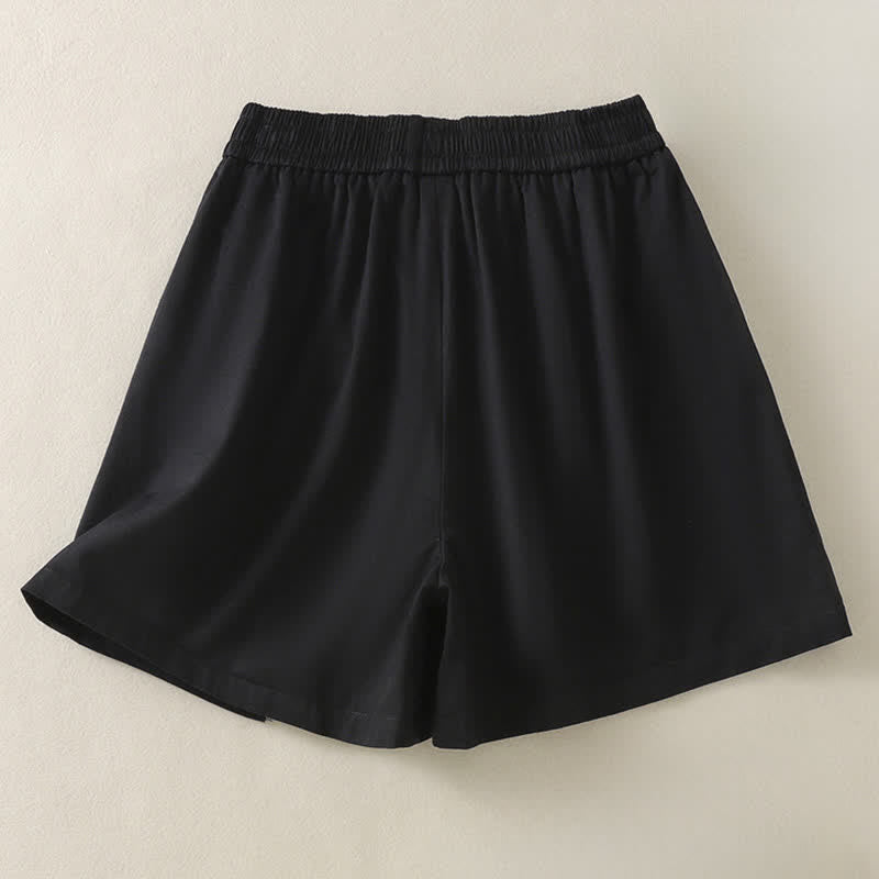 Buddha Stones Lässige, einfarbige Damen-Shorts mit dekorativen Knöpfen und Taschen für den Sommer - image 18