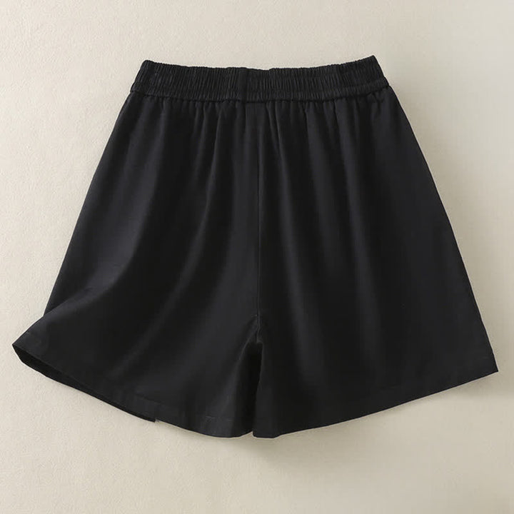Buddha Stones Lässige, einfarbige Damen-Shorts mit dekorativen Knöpfen und Taschen für den Sommer - image 18
