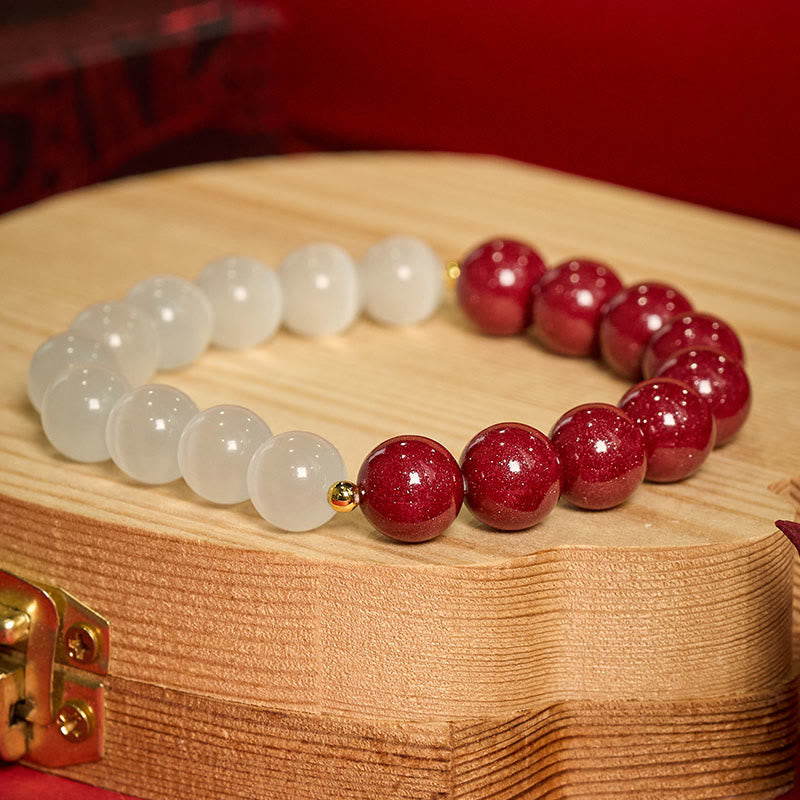 Buddha Stones Armband „Zinnoberweißes Katzenauge“ - image 1