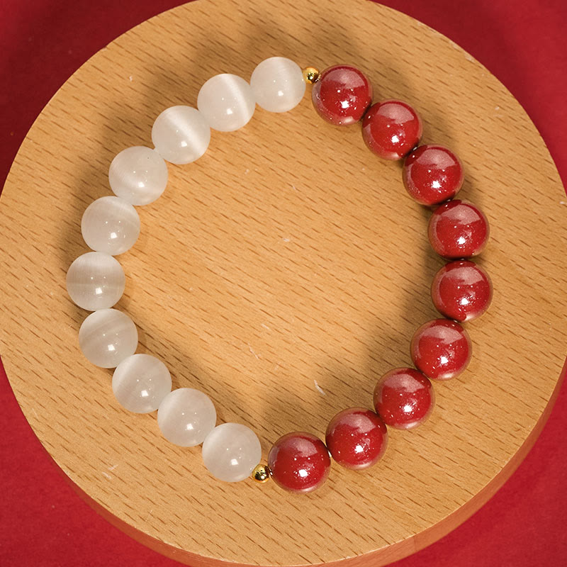 Buddha Stones Armband „Zinnoberweißes Katzenauge“ - image 21