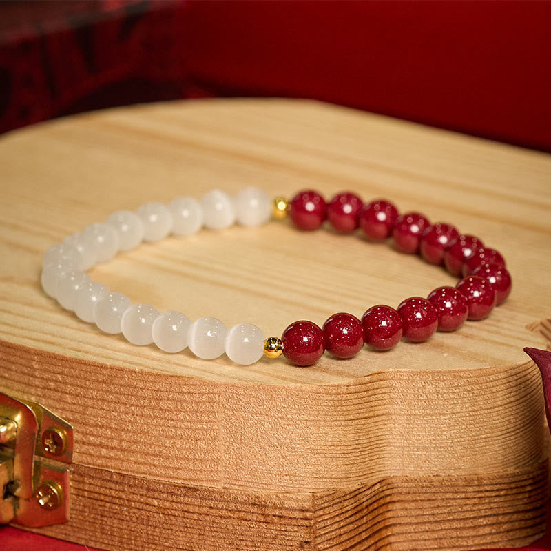 Buddha Stones Armband „Zinnoberweißes Katzenauge“ - image 13