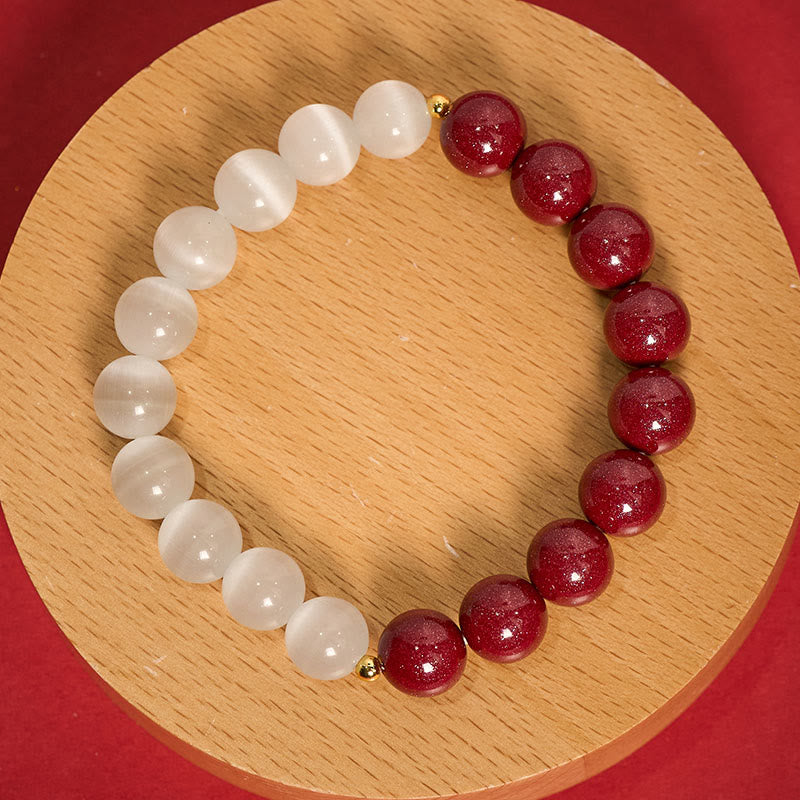 Buddha Stones Armband „Zinnoberweißes Katzenauge“ - image 2