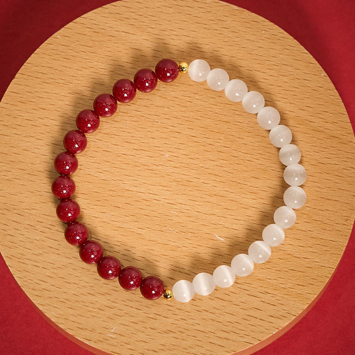 Buddha Stones Armband „Zinnoberweißes Katzenauge“ - image 14