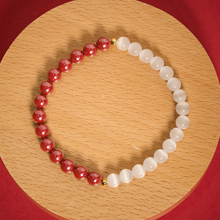 Buddha Stones Armband „Zinnoberweißes Katzenauge“ - image 18