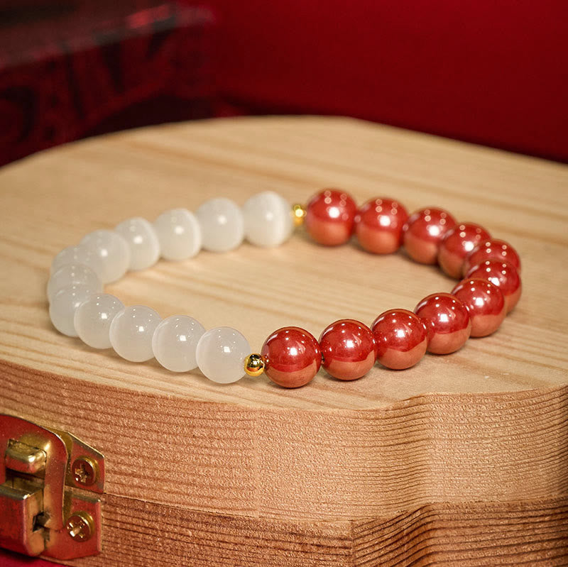 Buddha Stones Armband „Zinnoberweißes Katzenauge“ - image 20