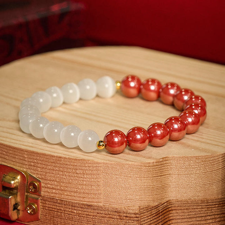 Buddha Stones Armband „Zinnoberweißes Katzenauge“ - image 20