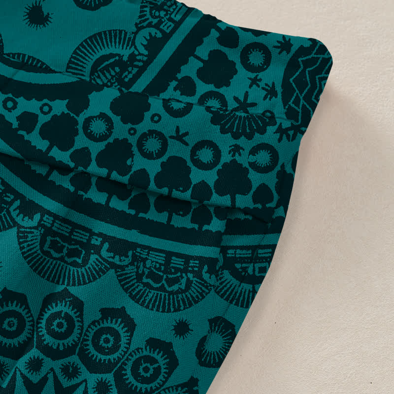 Buddha Stones Damenhose mit weitem Bein, elastischem Bund und Taschen, aus Baumwoll-Leinen-Mischgewebe im Boho-Stil mit Paisley-Muster. - image 2