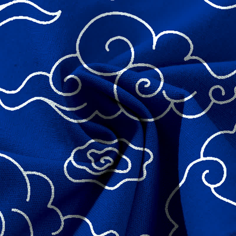 Buddha Stones Damenhose mit weitem Bein, elastischem Bund und Taschen, Baumwoll-Leinen-Mischgewebe mit Wolkenmuster - image 3
