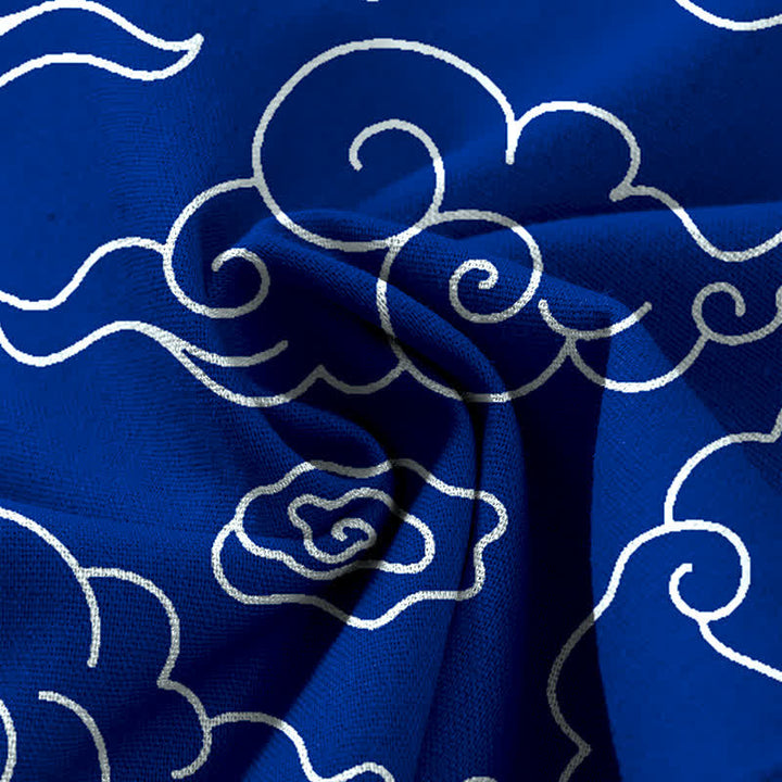 Buddha Stones Damenhose mit weitem Bein, elastischem Bund und Taschen, Baumwoll-Leinen-Mischgewebe mit Wolkenmuster - image 3