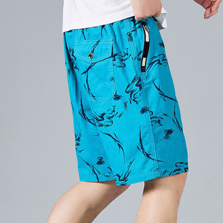 Buddha Stones Sommerliche Herren-Shorts aus Baumwolle mit Kordelzug, abstraktem Print und Taschen - image 22
