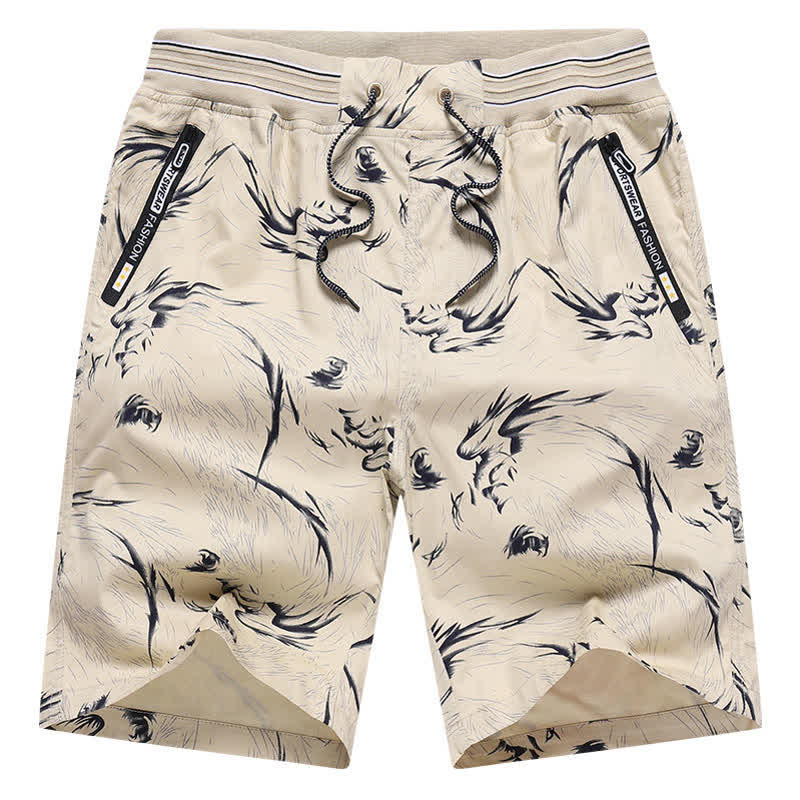 Buddha Stones Sommerliche Herren-Shorts aus Baumwolle mit Kordelzug, abstraktem Print und Taschen - image 5